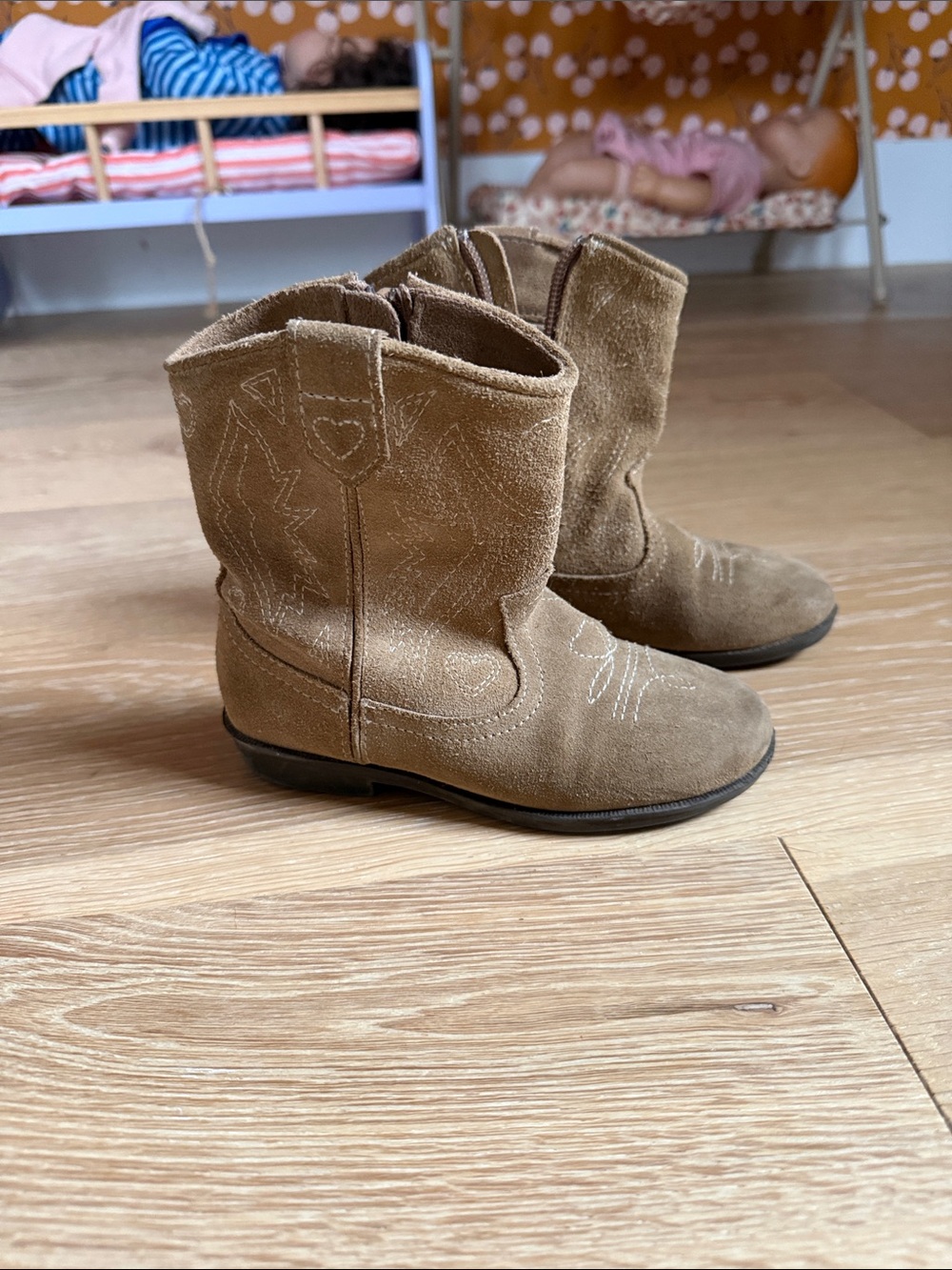 Zara Brown Suede Kids Cowboy Boots
